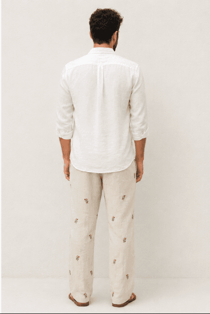 Handloom Linen Pants — Back