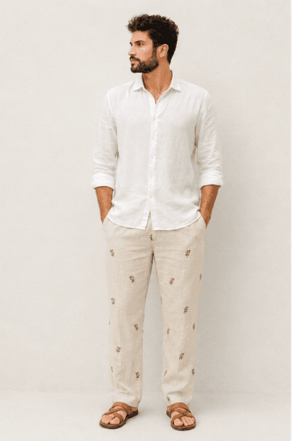 Handloom Linen Pants — Front