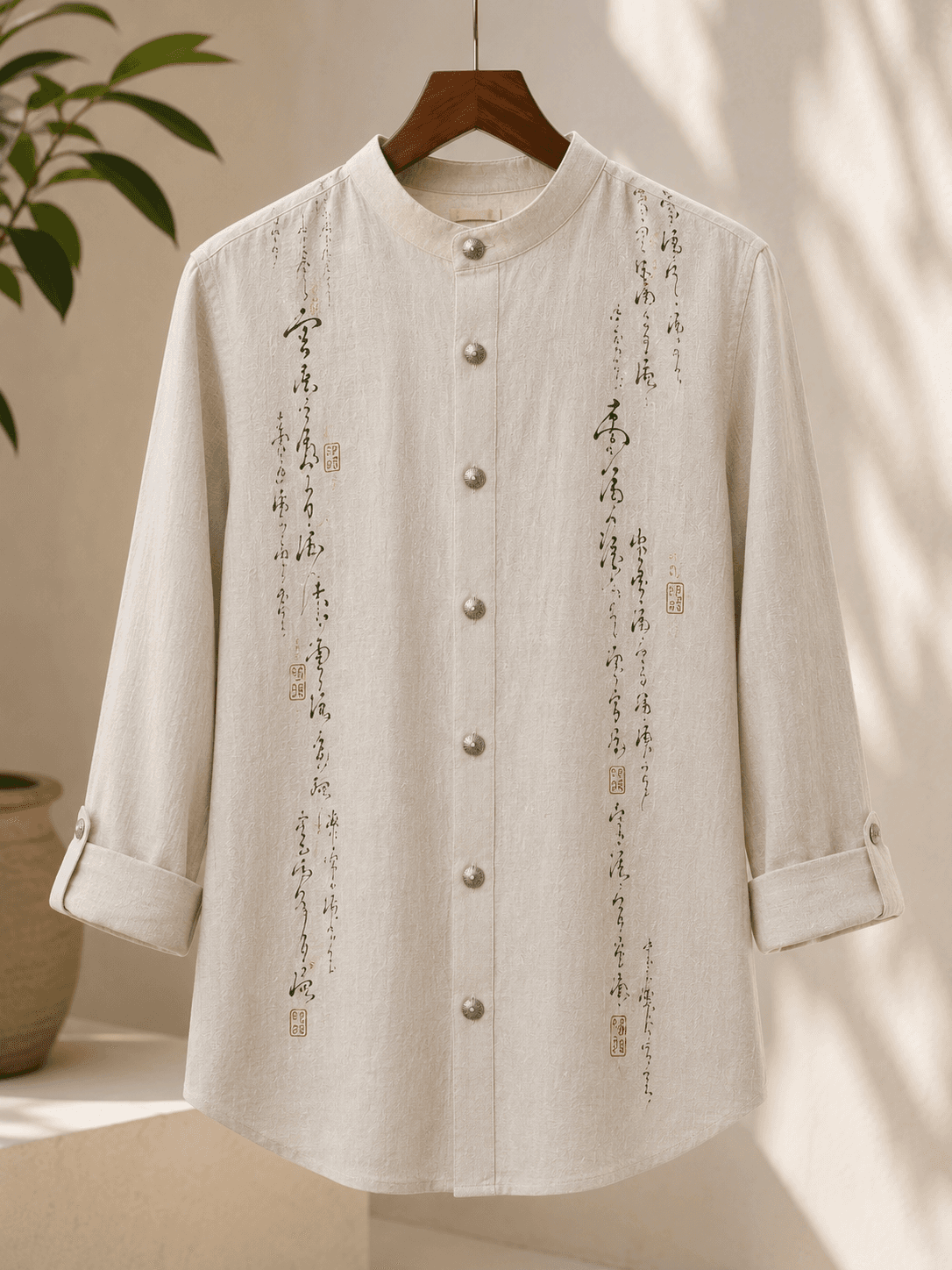 Silver Button Calligraphed Women