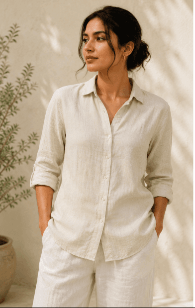 Classic Linen Shirt Women — Front