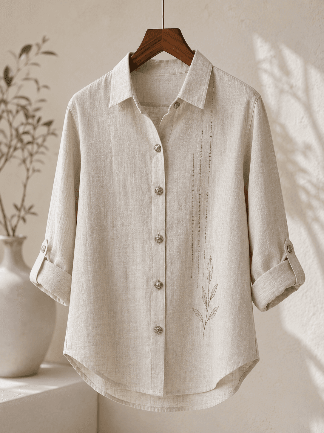 Linen Shirt with Silver Buttons Women